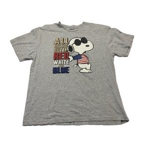 Peanuts Snoopy "All Decked Out in Red White & Blue" American Patriotic Shirt